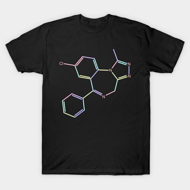 Xanax Kawaii Pastel Rainbow Molecule T-Shirt by ChemECool